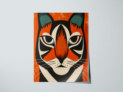 Tiger Stripes Poster | Orange and Teal Flat Design Art Print | Kids Room Wall Art — print detail on fine art paper