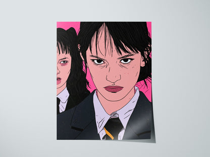 Mean Girls Stand Poster | Green and Gold Illustrative Art Print | Dark Academia Wall Art — print detail on fine art paper