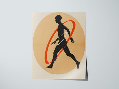 Hula Loop Poster | Coral and Orange Minimalism Art Print | Minimalist Wall Art — print detail on fine art paper