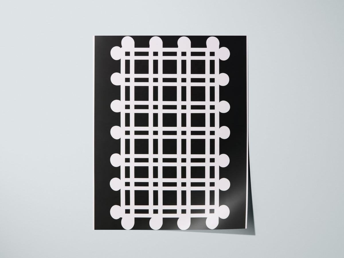 woven-grid Poster | Black and White Minimalism Art Print | Minimalist Wall Art — print detail on fine art paper