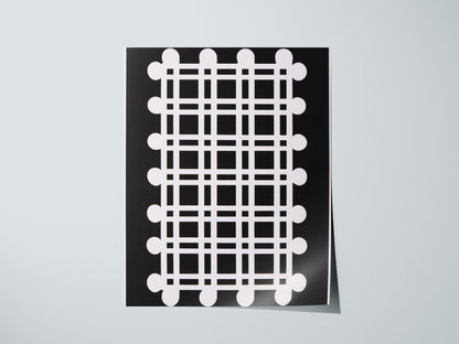 woven-grid Poster | Black and White Minimalism Art Print | Minimalist Wall Art — print detail on fine art paper