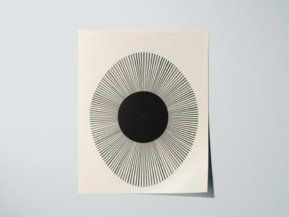 Happy Sun Poster | Black and White Minimalism Art Print | Kids Room Wall Art — print detail on fine art paper
