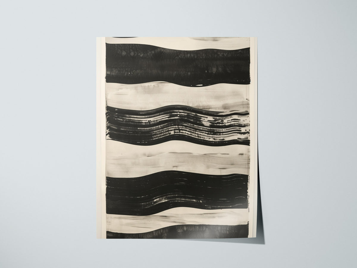 stripe-horizon Poster | Ochre and Navy Minimalism Art Print | Minimalist Wall Art — print detail on fine art paper