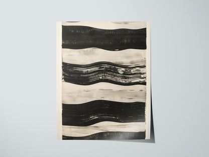 stripe-horizon Poster | Ochre and Navy Minimalism Art Print | Minimalist Wall Art — print detail on fine art paper