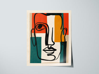 Face Holds Color Poster | Orange and Red Abstract Art Print | Modern Minimalist Wall Art — print detail on fine art paper