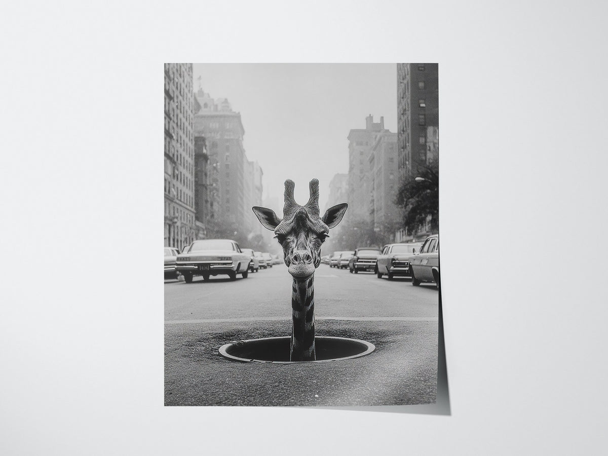 NYC Giraffe Poster | Wildlife Art Print — print detail on fine art paper