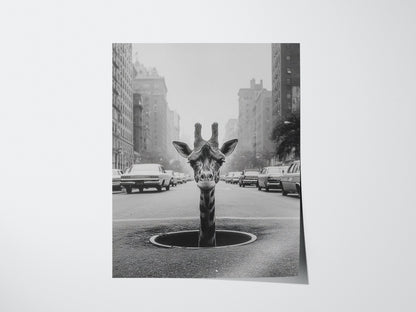 NYC Giraffe Poster | Wildlife Art Print — print detail on fine art paper