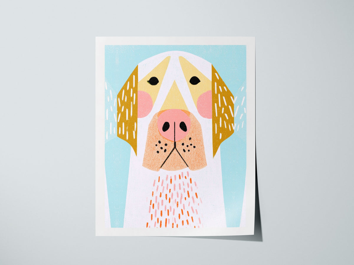 Golden Ears Poster | Mustard and Pink Illustrative Art Print | Kids Room Wall Art — print detail on fine art paper