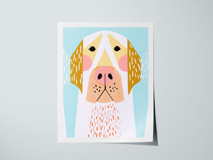Golden Ears Poster | Mustard and Pink Illustrative Art Print | Kids Room Wall Art — print detail on fine art paper