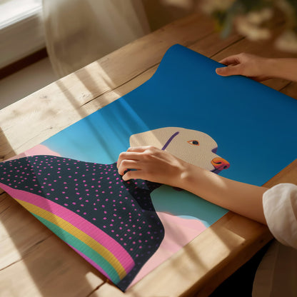 Rainbow Dog Sweater Poster | Kids Art Print — print detail on fine art paper