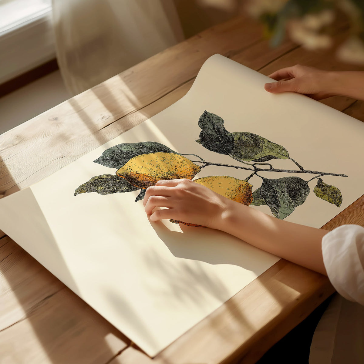 Lemons 01 Poster | Floral and Plants Art Print — print detail on fine art paper
