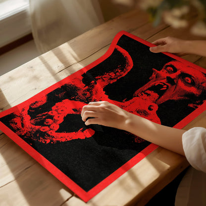 Vampire Grips Prey Poster | Red and Black Screen Print Art Print | Goth Wall Art — print detail on fine art paper