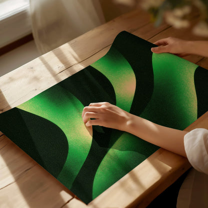 Sorrel Leaf Curves Poster | Lime and Black Illustrative Art Print | Kitchen Wall Art — print detail on fine art paper