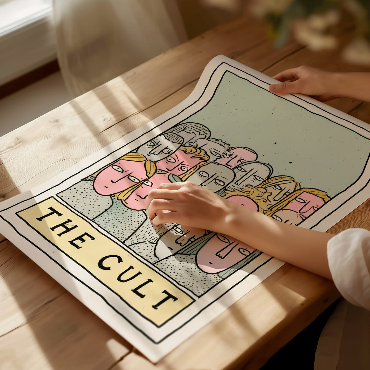 The Cult Poster | Sage and Dusty Pen and Ink Art Print | Tarot Wall Art — print detail on fine art paper