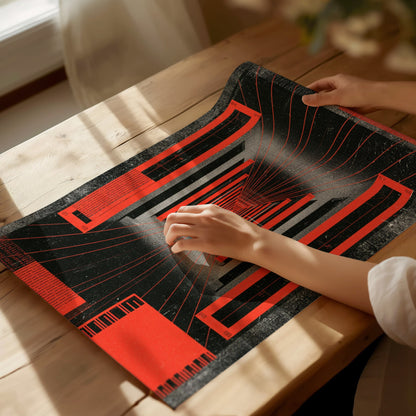 Corridor Radiates Red Poster | Red and Black Screen Print Art Print | Brutalist Wall Art — print detail on fine art paper