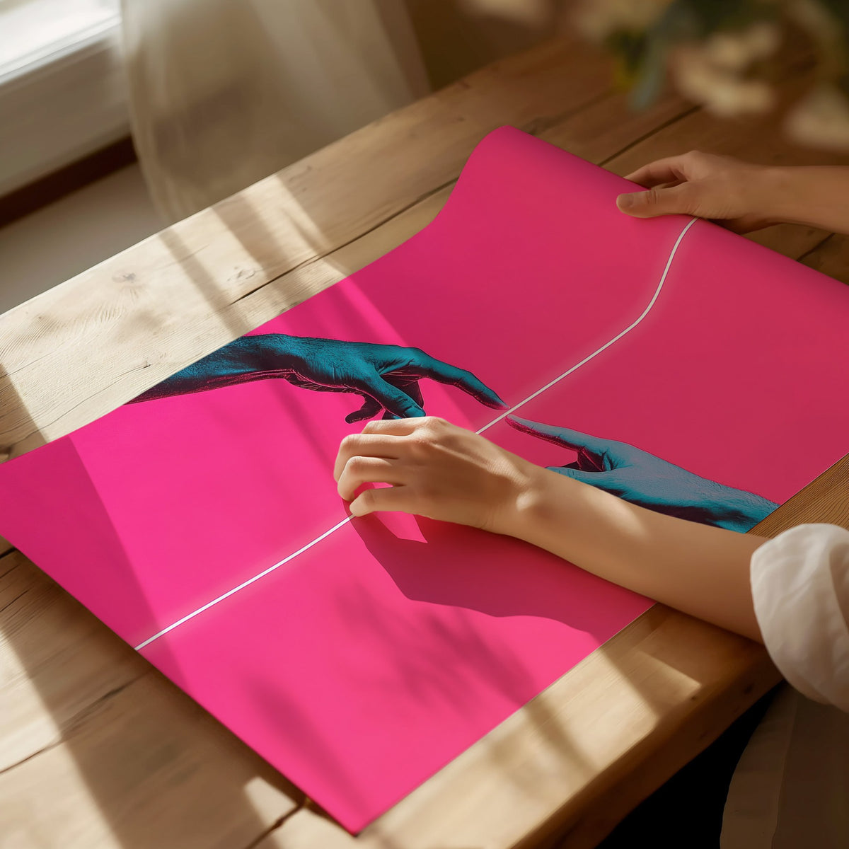 Neon Michelangelo Poster | Artistic Art Print — print detail on fine art paper