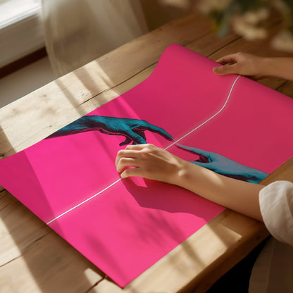 Neon Michelangelo Poster | Artistic Art Print — print detail on fine art paper