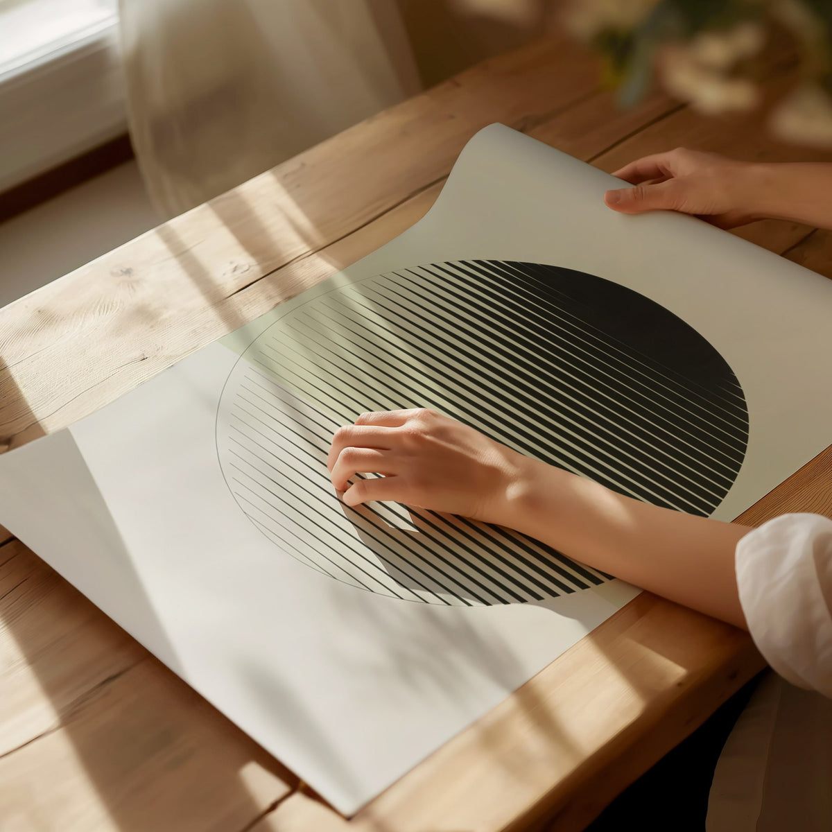 gradient-ellipse Poster | Black and White Minimalism Art Print | Minimalist Wall Art — print detail on fine art paper