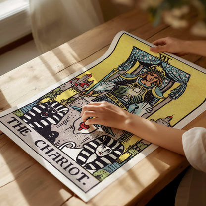 The Chariot Poster | Tarot Art Print — print detail on fine art paper