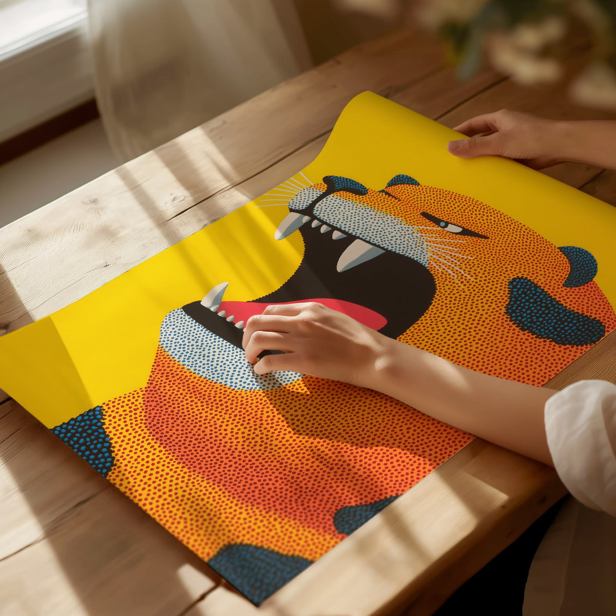 Roaring Tiger Poster | Kids Art Print — print detail on fine art paper
