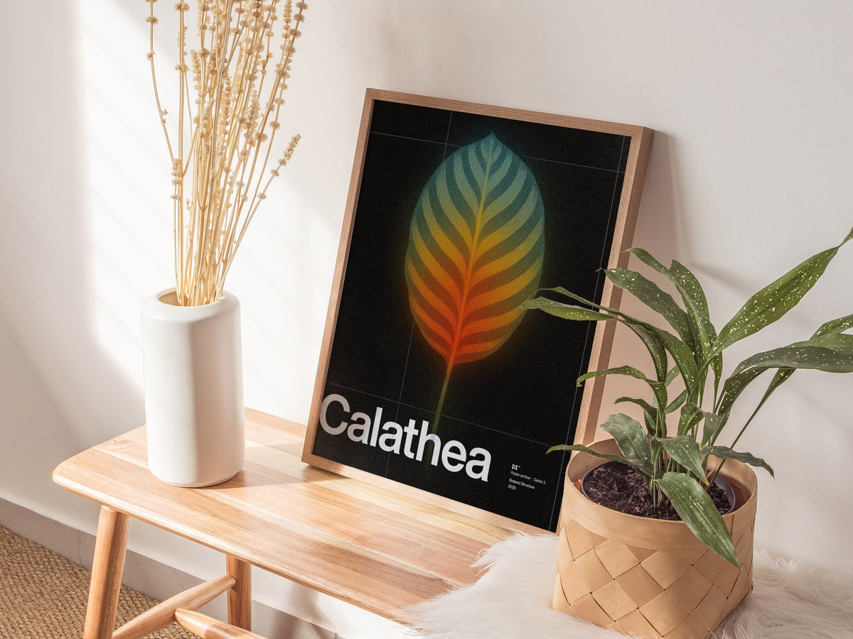 Calathea Poster | Exhibit Art Print — styled in an interior