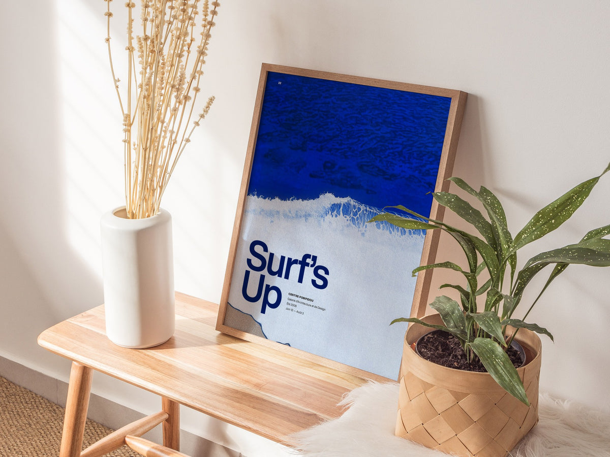 Surf Poster | Exhibit Art Print — styled in an interior
