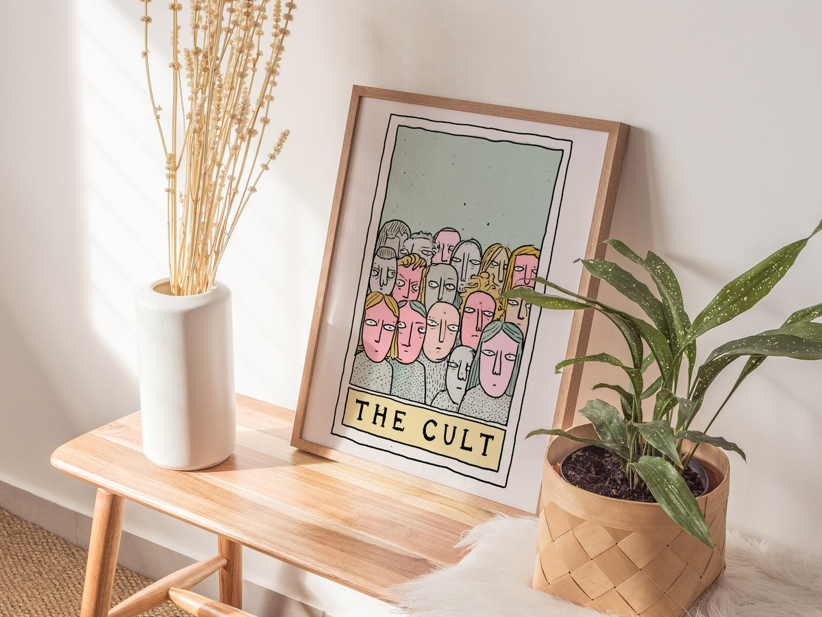 The Cult Poster | Sage and Dusty Pen and Ink Art Print | Tarot Wall Art — styled in an interior