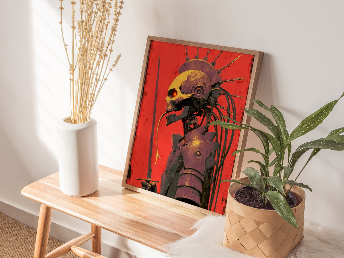 Cyberpunk Death Poster | Tarot Art Print — styled in an interior