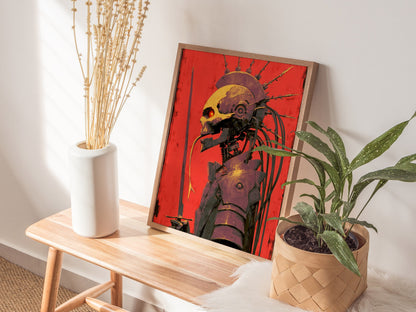 Cyberpunk Death Poster | Tarot Art Print — styled in an interior