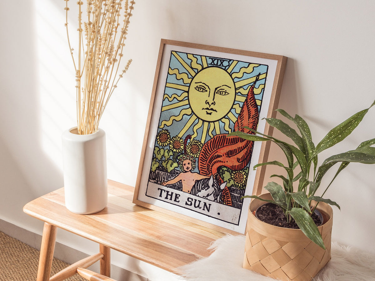 The Sun Poster | Tarot Art Print — styled in an interior