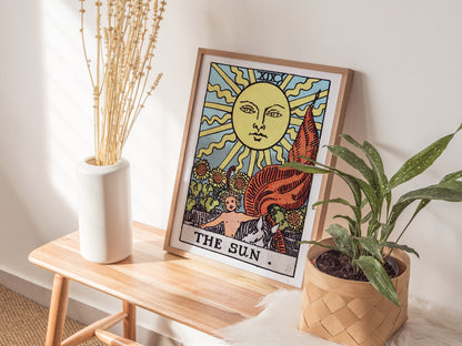 The Sun Poster | Tarot Art Print — styled in an interior