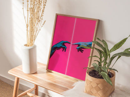 Neon Michelangelo Poster | Artistic Art Print — styled in an interior