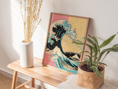 Hokusai Wave - Pop Poster | Travel Art Print — styled in an interior