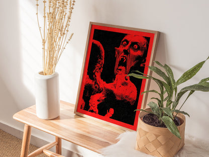 Vampire Grips Prey Poster | Red and Black Screen Print Art Print | Goth Wall Art — styled in an interior