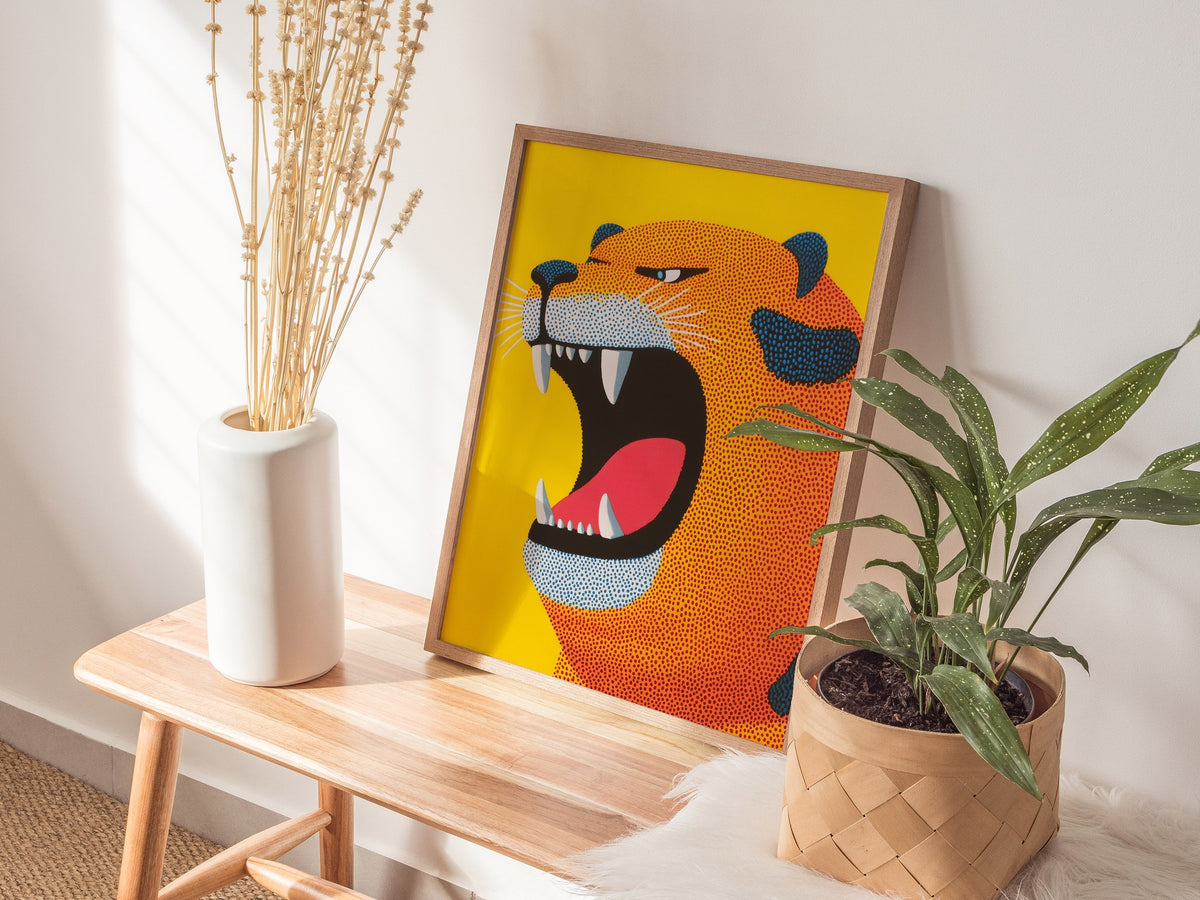 Roaring Tiger Poster | Kids Art Print — styled in an interior
