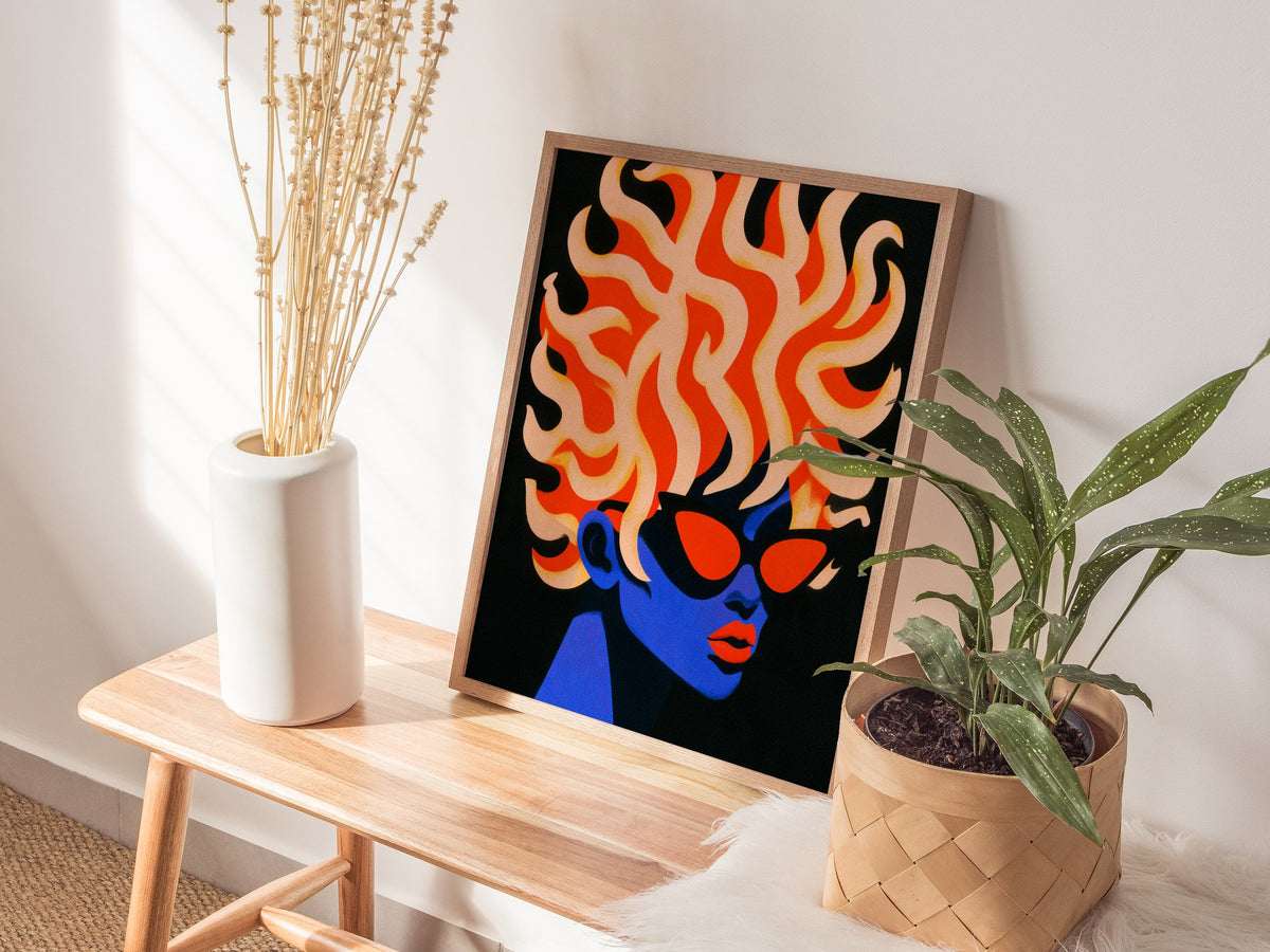 Skull Melts Colors Poster | Rainbow and Black Illustrative Art Print | Goth Wall Art — styled in an interior