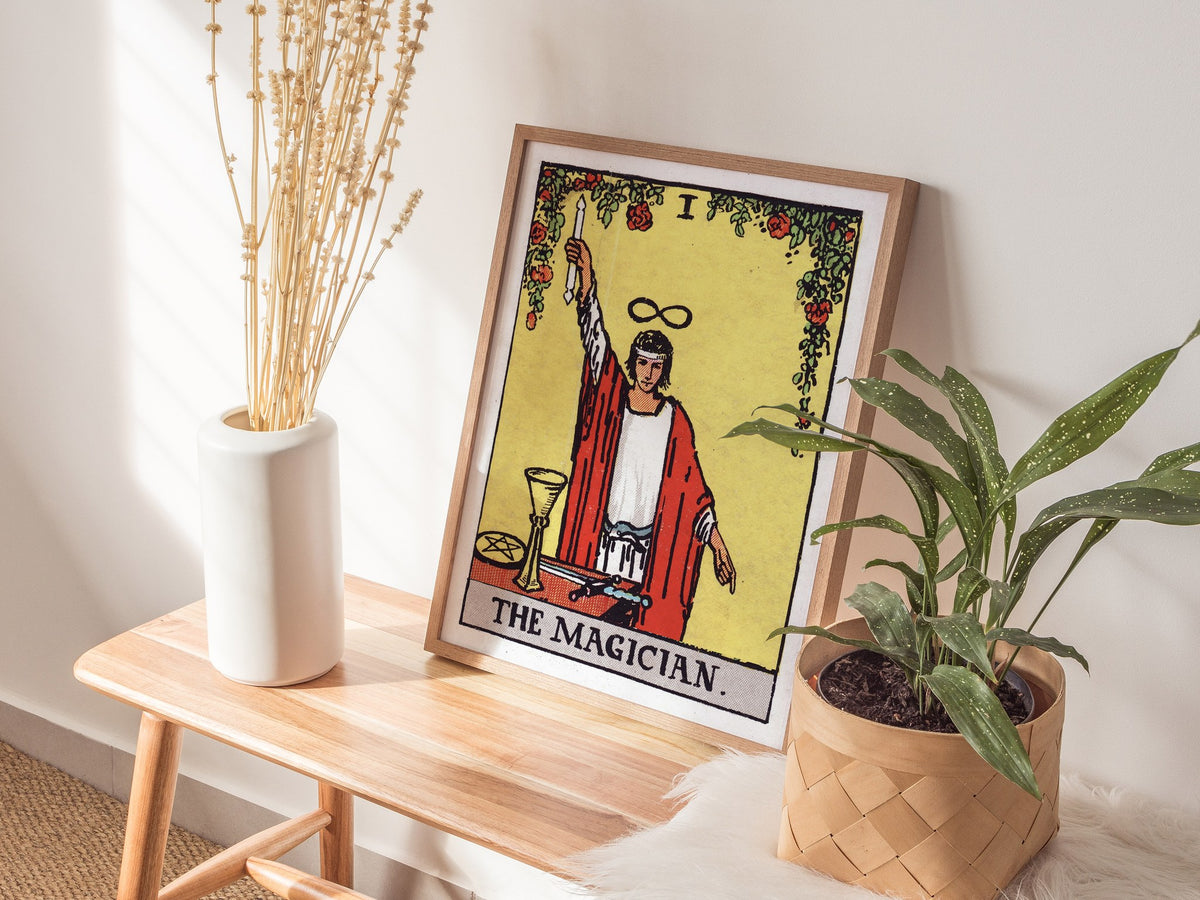The Magician Poster | Tarot Art Print — styled in an interior