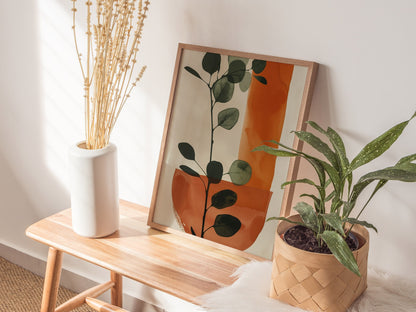 eucalyptus-and-ochre-arc Poster | Eucalyptus and Ochre Minimalism Art Print | Minimalist Wall Art — styled in an interior