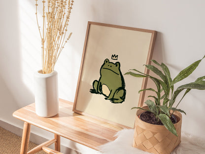 Frog Rules Poster | Olive and Cream Illustrative Art Print | Kids Room Wall Art — styled in an interior