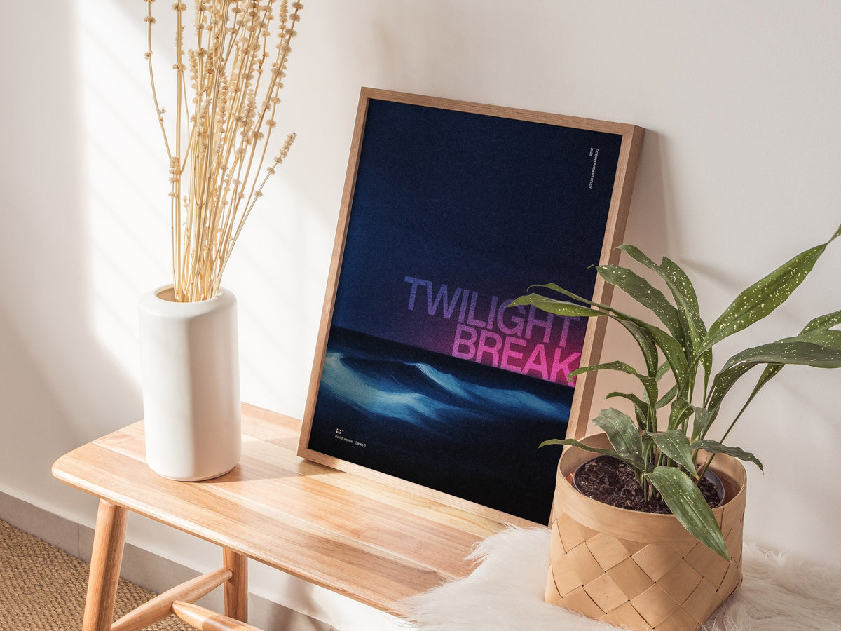 Twilight Break Poster | Exhibit Art Print — styled in an interior