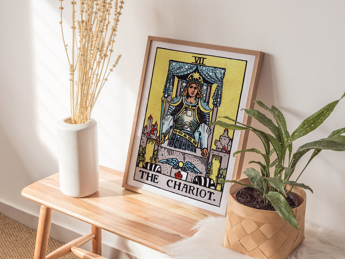 The Chariot Poster | Tarot Art Print — styled in an interior