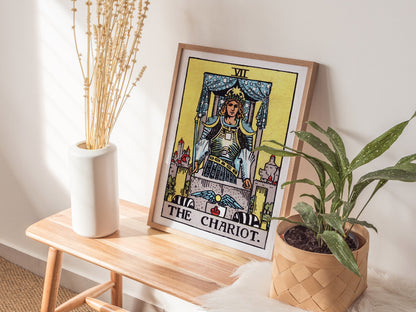 The Chariot Poster | Tarot Art Print — styled in an interior