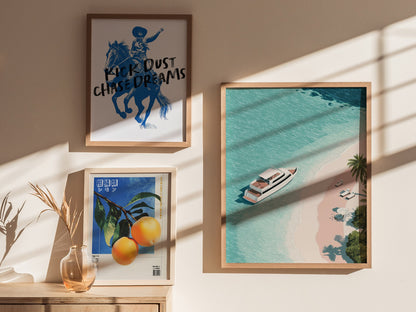 Luxury Yacht Poster | Liminal Art Print — styled in an interior