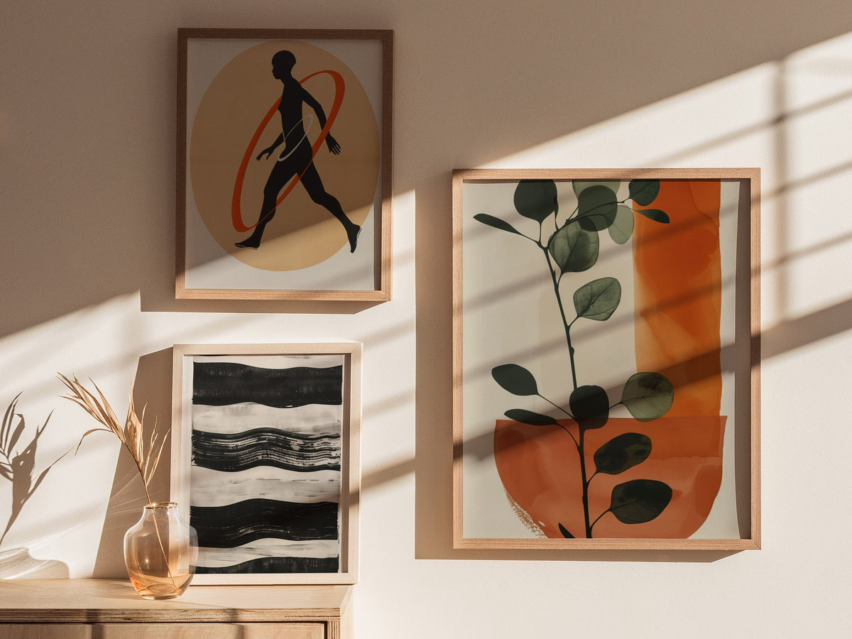 eucalyptus-and-ochre-arc Poster | Eucalyptus and Ochre Minimalism Art Print | Minimalist Wall Art — styled in an interior