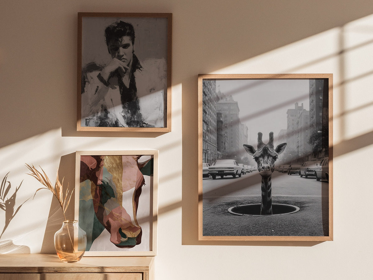 NYC Giraffe Poster | Wildlife Art Print — styled in an interior