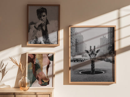 NYC Giraffe Poster | Wildlife Art Print — styled in an interior