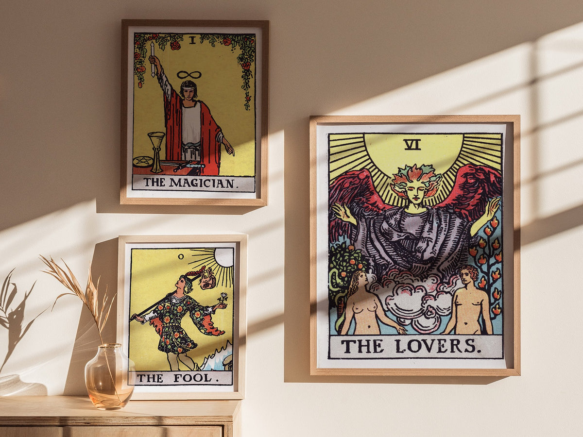 The Lovers Poster | Tarot Art Print — styled in an interior