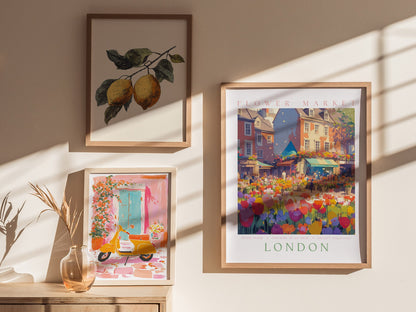 Flower Market London Poster | Floral and Plants Art Print — styled in an interior