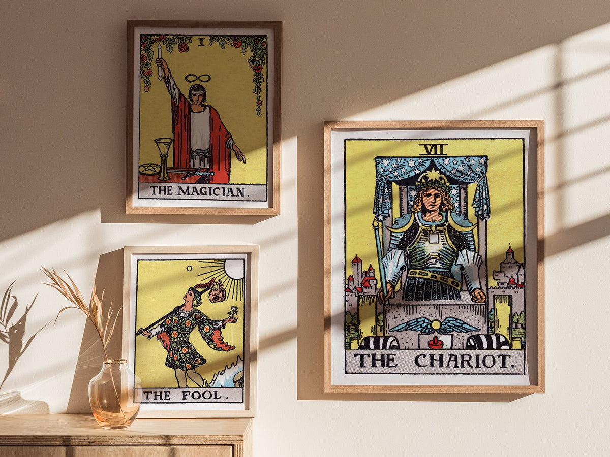 The Chariot Poster | Tarot Art Print — styled in an interior