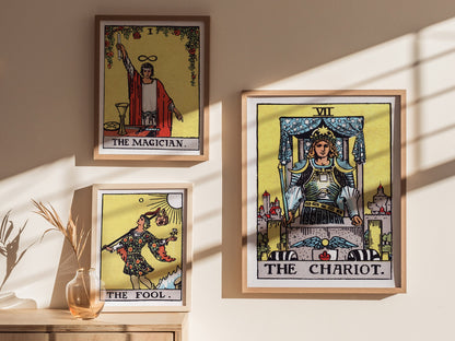 The Chariot Poster | Tarot Art Print — styled in an interior